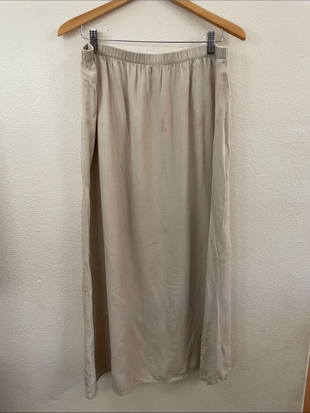 Eileen Fisher Cream silk linen maxi skirt Classic minimalist L 33x37